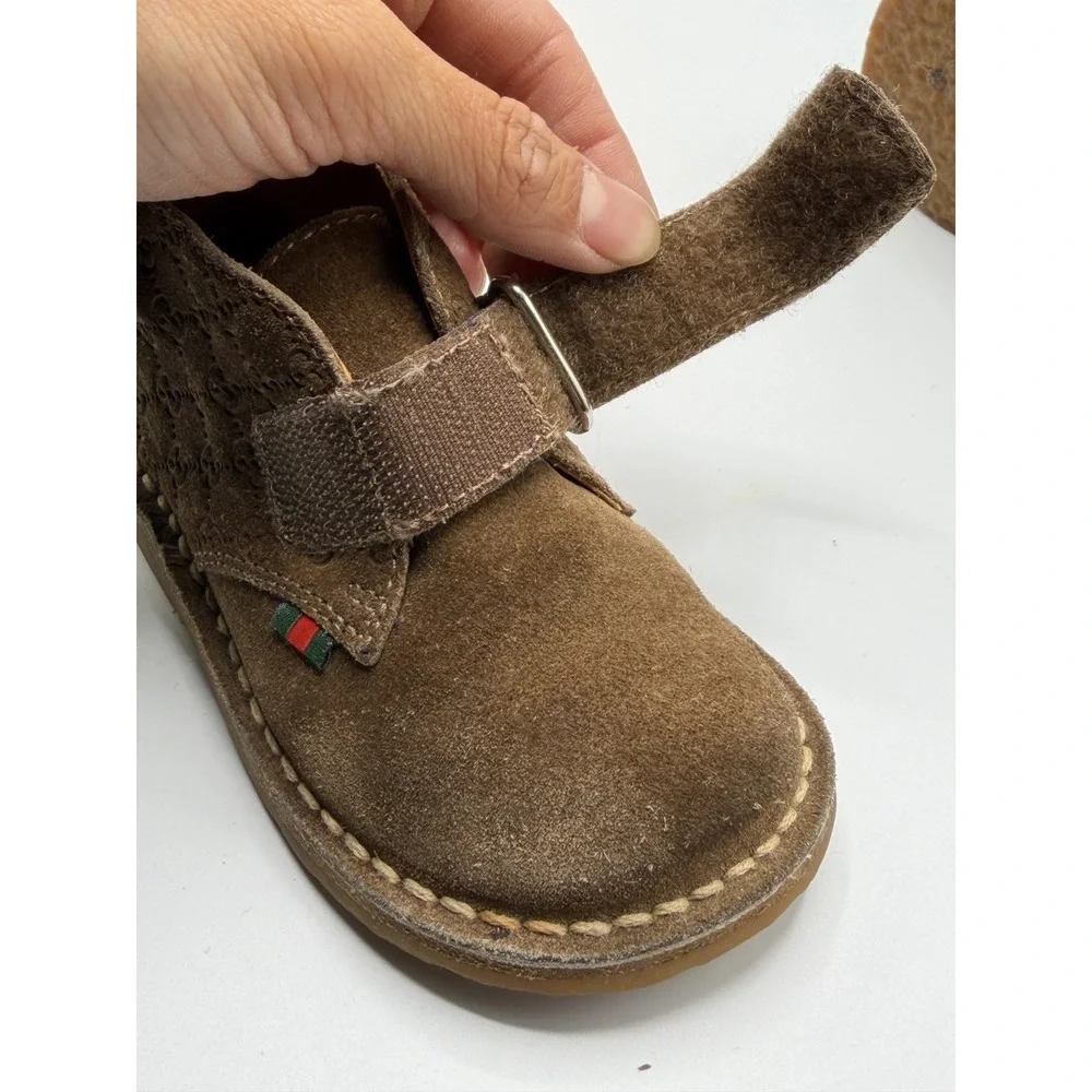 Gucci GG Monogram Suede Brown 271082 Toddler Size EU 20 -US 4.5C/5C